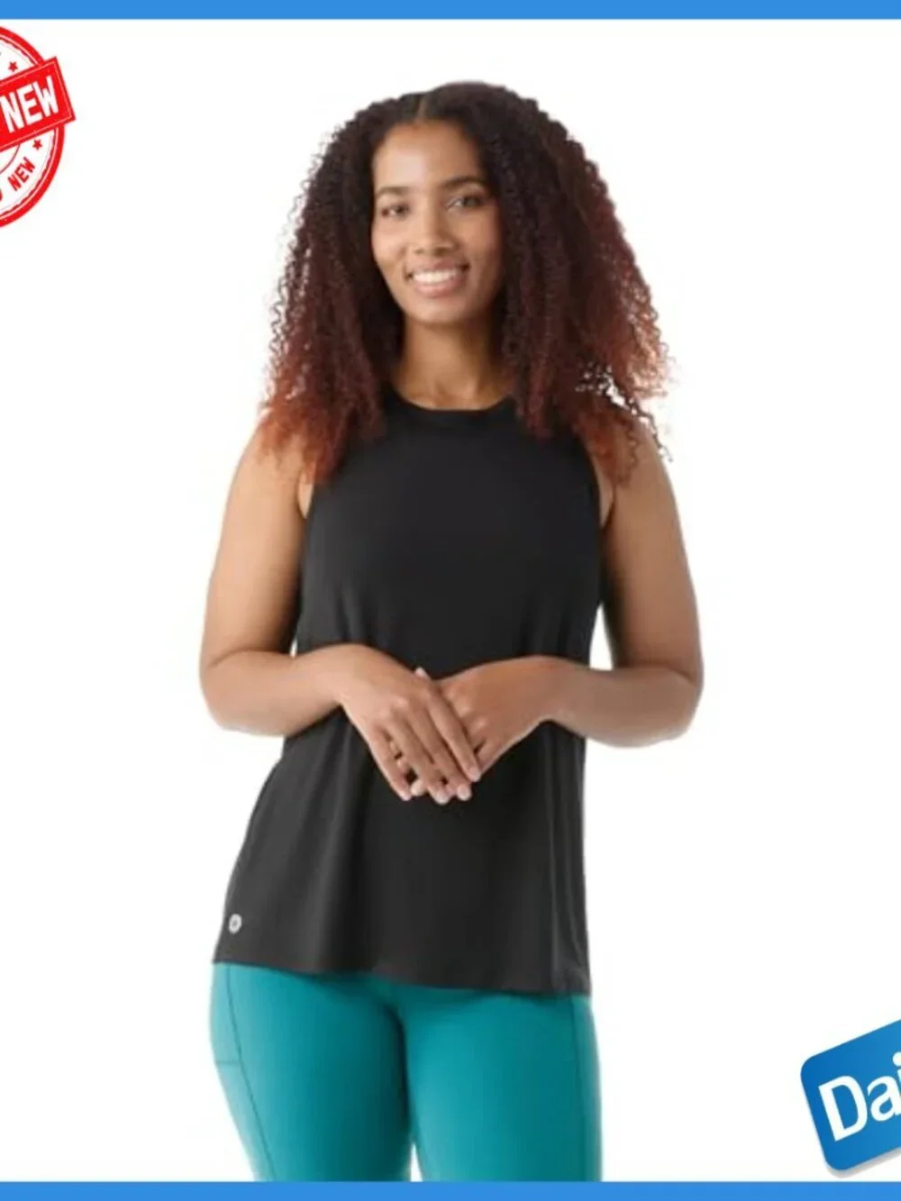 Relaxed Fit High Neck Tank Top for Workouts, Merino Wool Blend